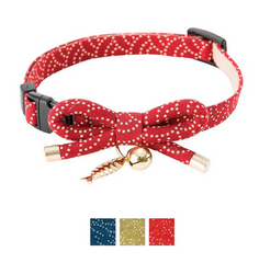 Necoichi Zen Gold Fish Charm Cotton Breakaway Cat Collar with Bell