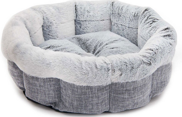 Best Pet Supplies Round Bolster Cat & Dog Bed, Light Gray, Large