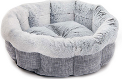 Best Pet Supplies Round Bolster Cat & Dog Bed, Light Gray, Large