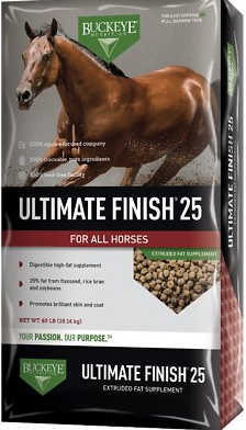 Buckeye Nutrition Ultimate Finish 25 High-Fat Weight Gain Pellets Horse Supplement, 40-lb bag