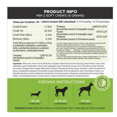 PetHonesty Digestive Probiotic Snacks Health Soft Chews Dog Supplement, 90 count