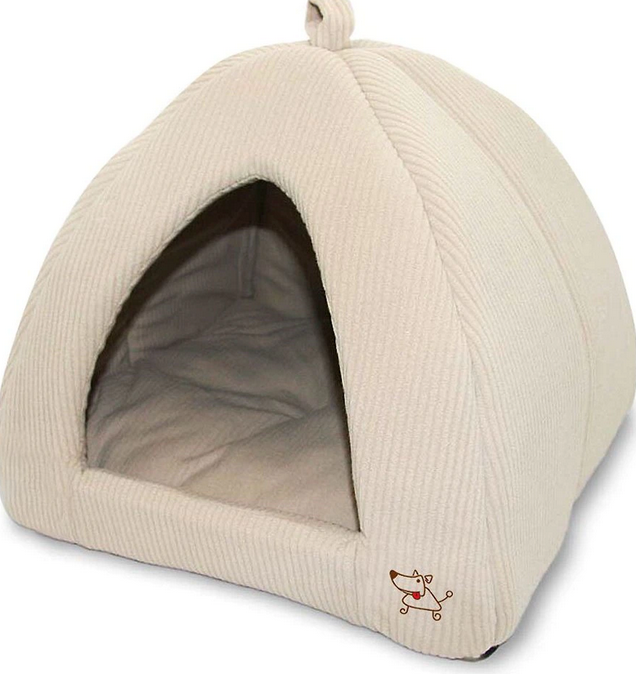 Best Pet Supplies Linen Tent Covered Cat & Dog Bed