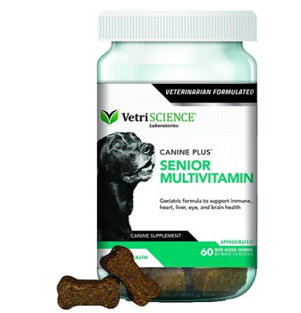 VetriScience Canine Plus Senior Multivitamin Everyday Health Bite-Sized Dog Soft Chews, 60 count