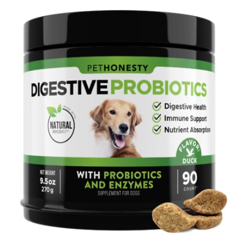PetHonesty Digestive Probiotic Snacks Health Soft Chews Dog Supplement, 90 count