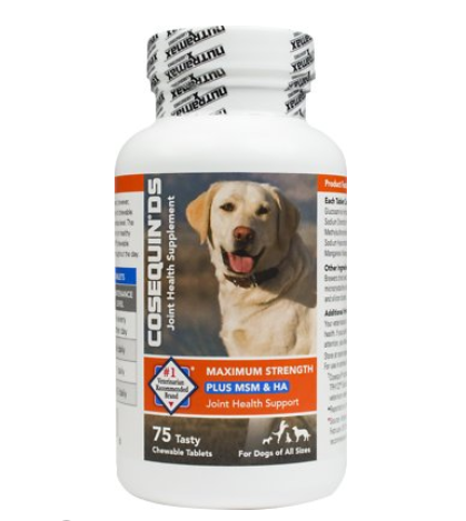 Nutramax Cosequin DS Plus MSM & Hyaluronic Acid (HA) Joint Health Dog Supplement, 75 count
